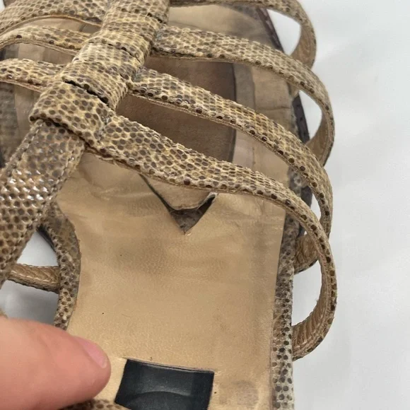 STUART WEITZMAN ZIP UP GLADIATOR HEELED SANDLES FAUX BEIGE SNAKE LEATHER size 9 - Picture 8 of 9